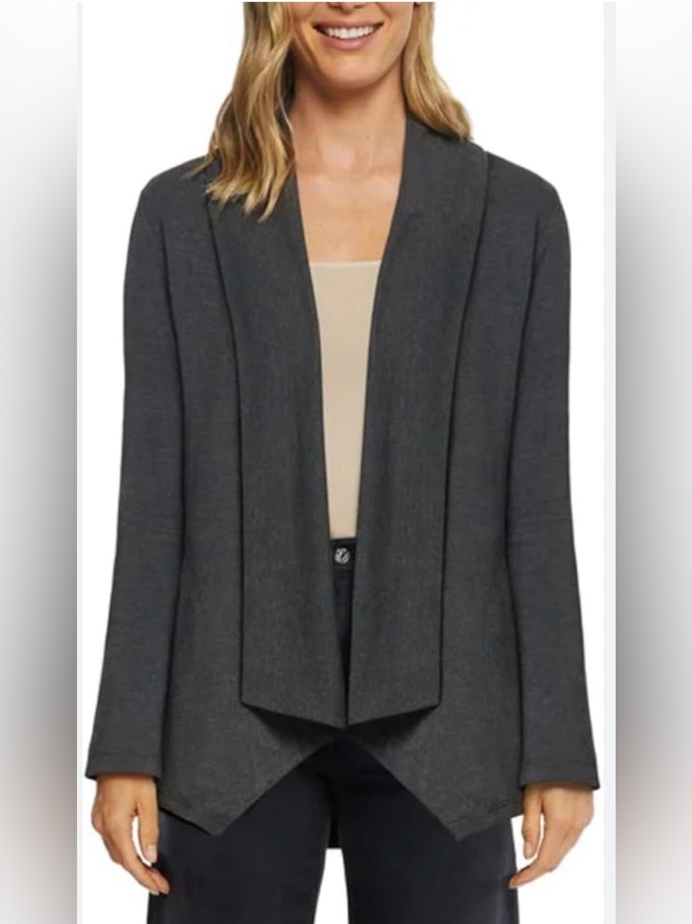 Charcoal Open-Front Women's Cardigan Sweater